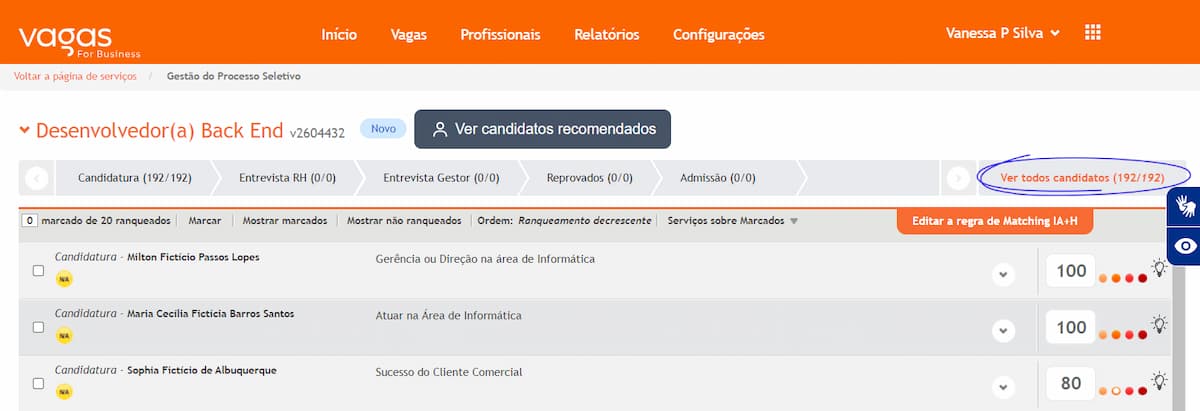 Print do site da parte de triagem